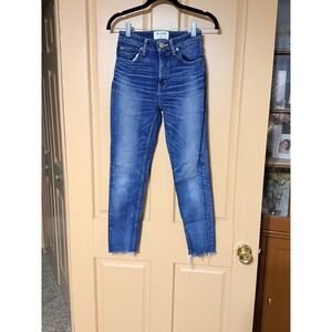 Black by‎ Moussy Skinny Jeans Medium Wash Raw Hem High Rise Denim Size 24
